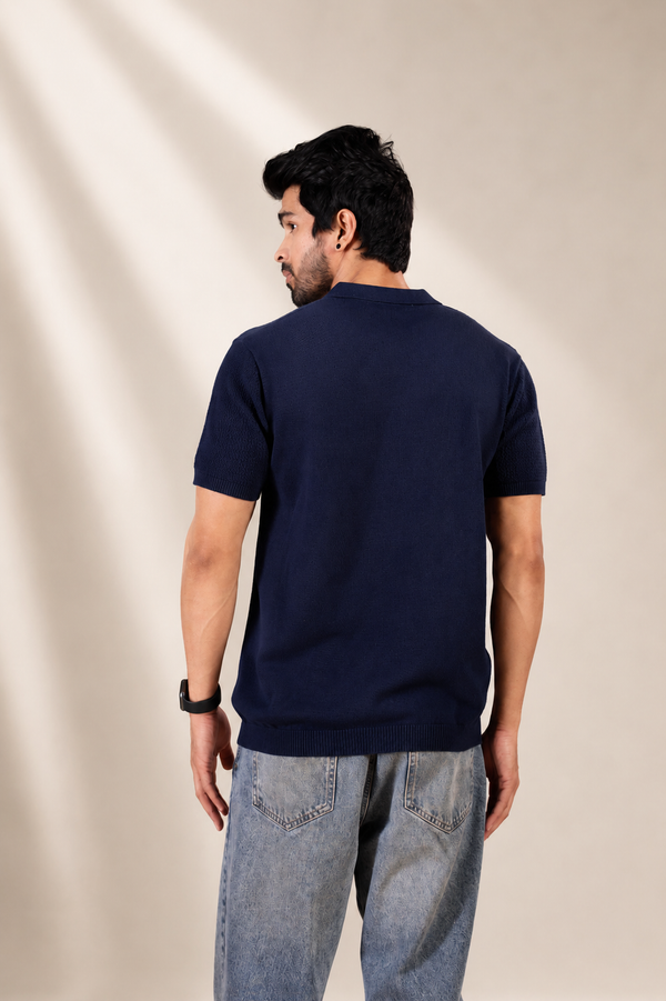 Micro Pattern Knit Polo