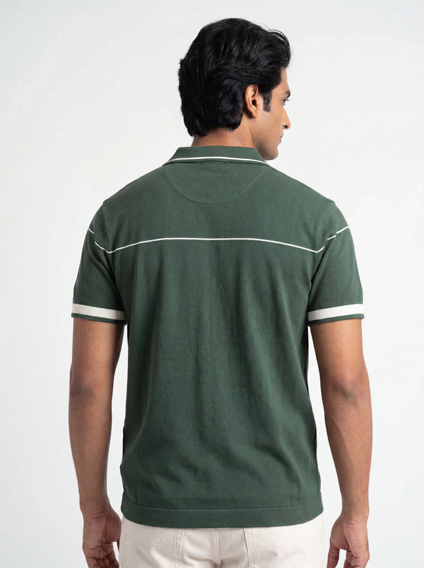 Contrast Zip Knit Polo