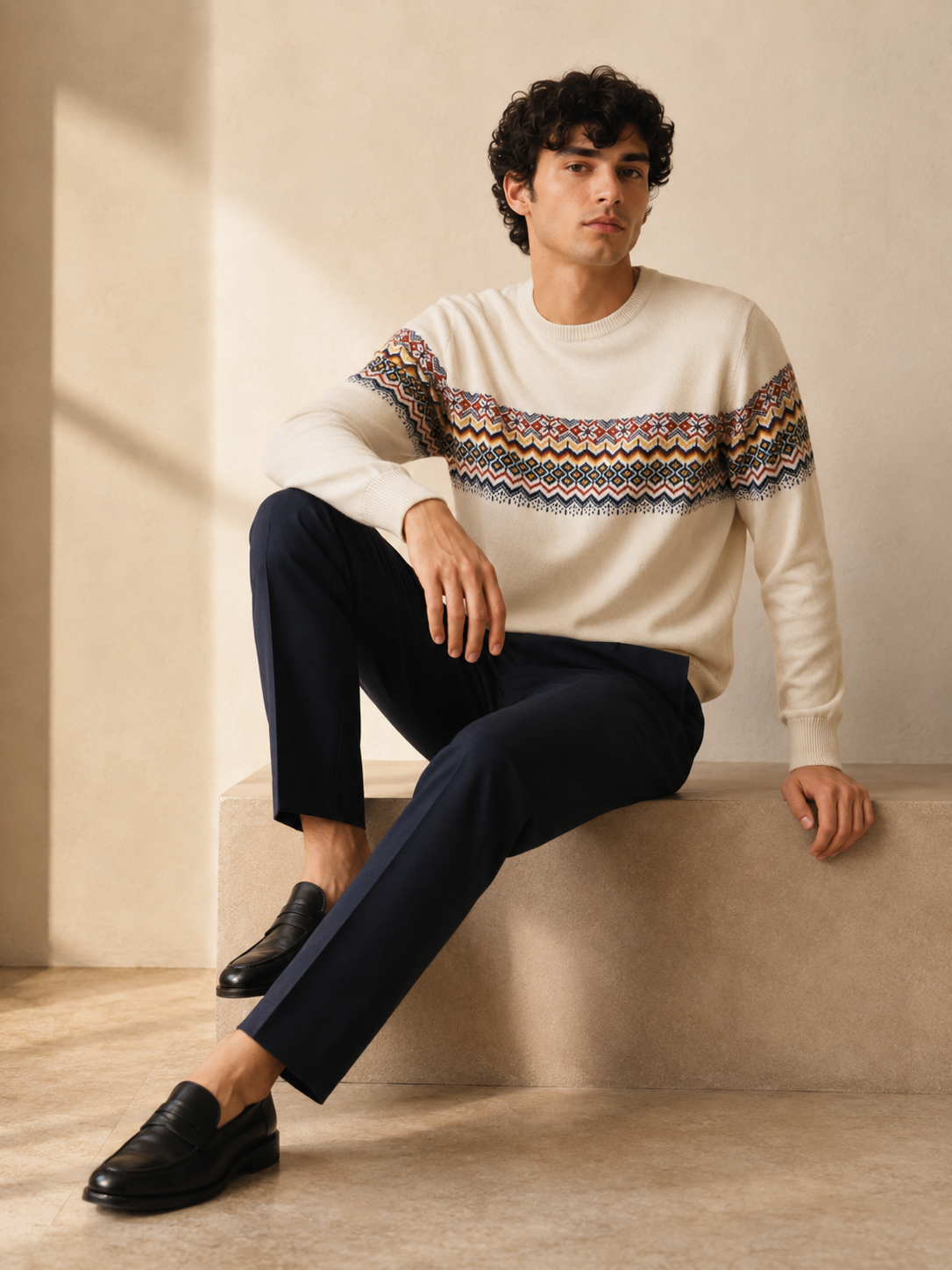 Scandinavian Jacquard Knit T-Shirt