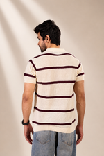 Open Knit Striped Polo