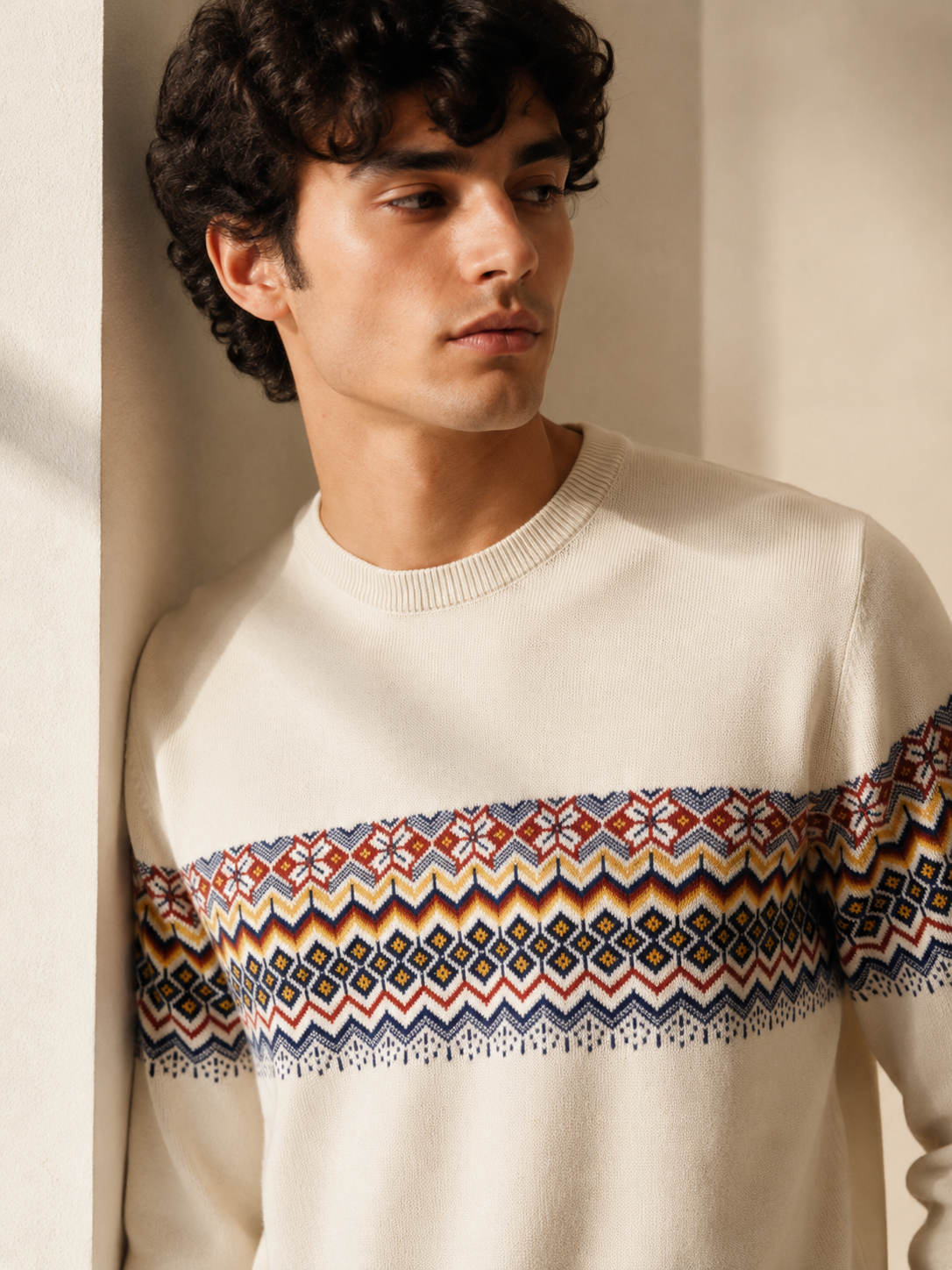 Scandinavian Jacquard Knit T-Shirt