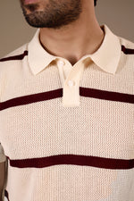 Open Knit Striped Polo