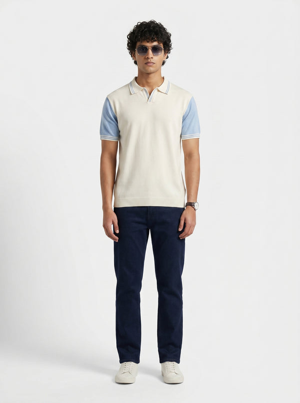 Contrast Sleeve Knit Polo