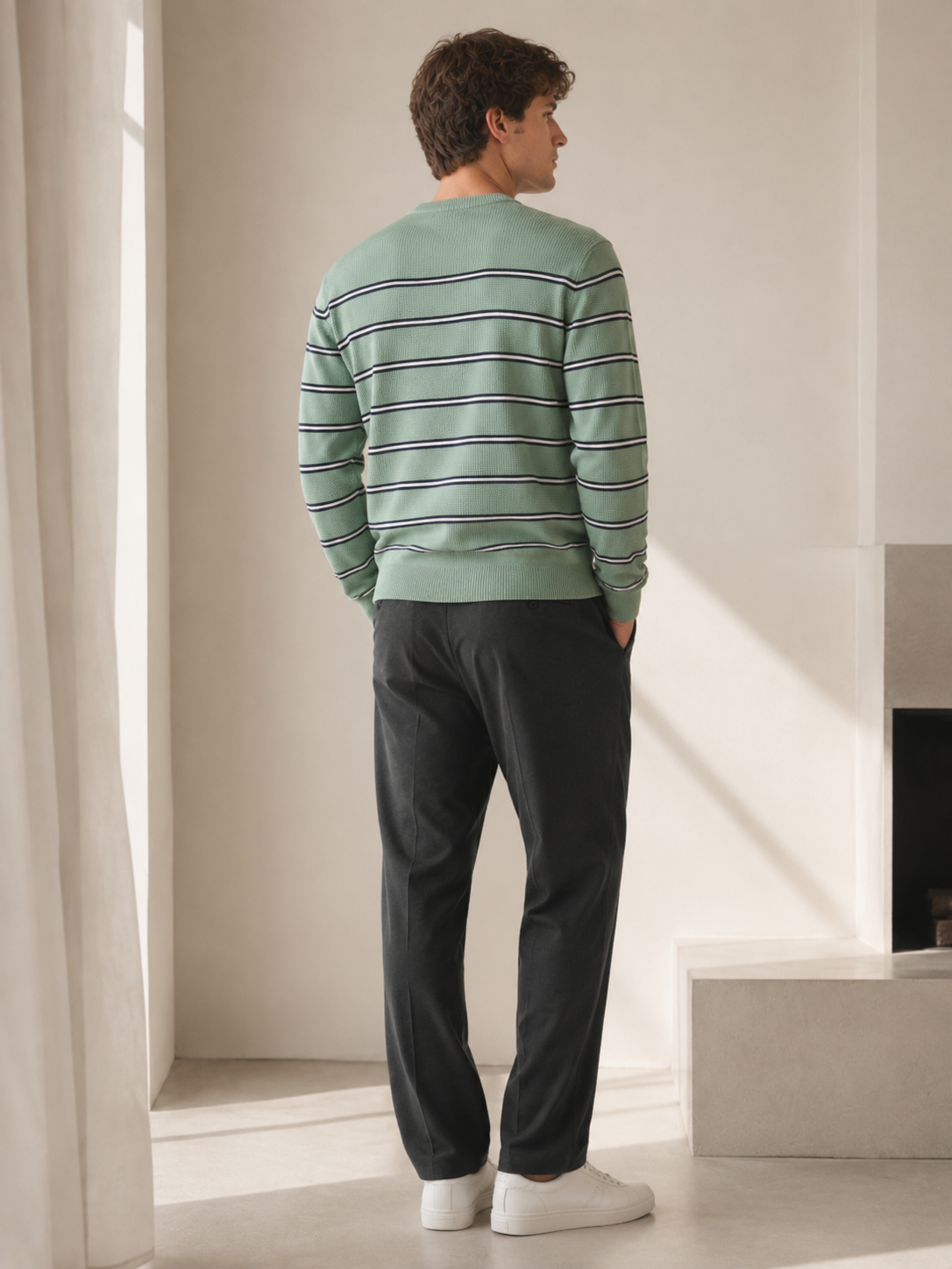 Sage Green Stripe Knit Pullover