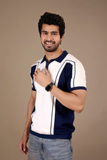 Zip Intarsia Knit Polo