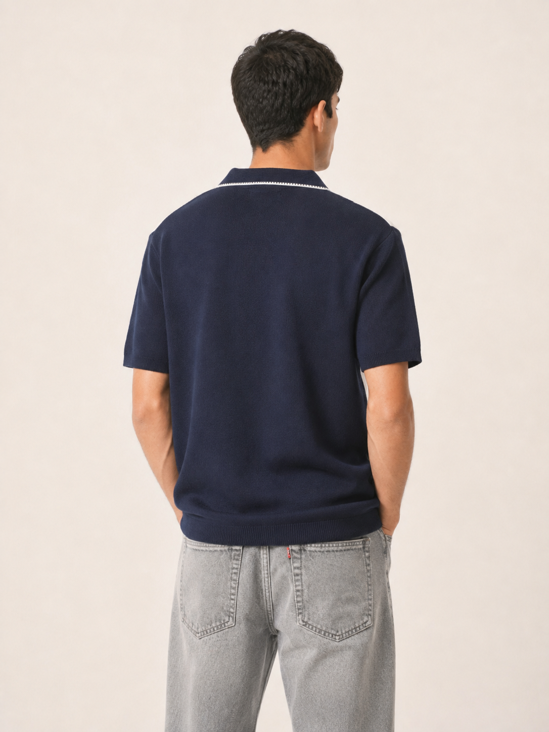 Vertical Striped Knit Polo
