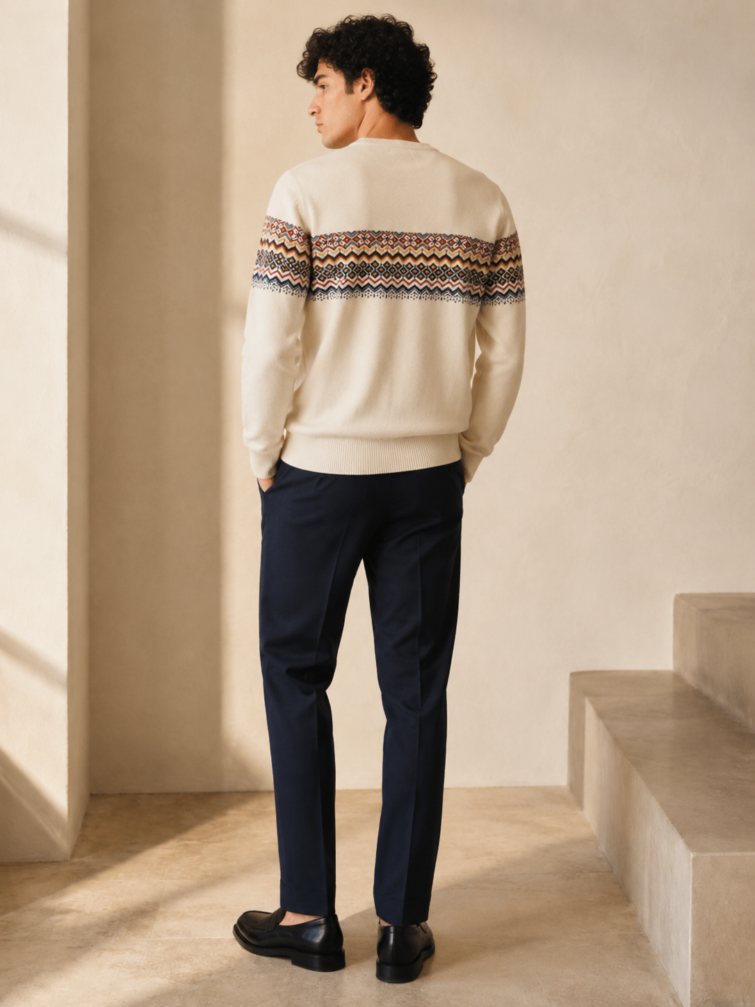 Scandinavian Jacquard Knit T-Shirt
