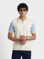 Contrast Sleeve Knit Polo