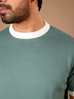 Contrast Ribbed Knit T-Shirt