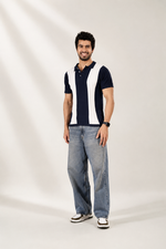 Vertical Striped Knit Polo