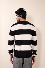 Striped Knit Zip Neck Polo