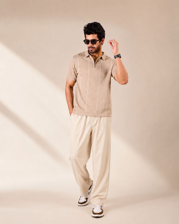 Zip Panel Knit Polo