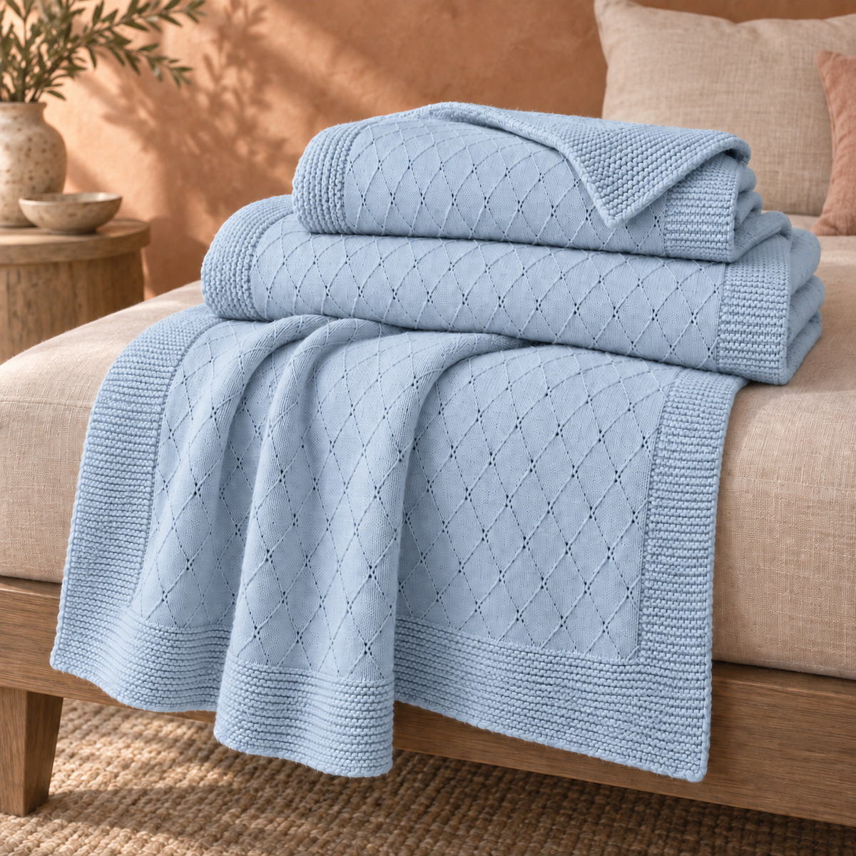 Diamond Knit Baby Blanket