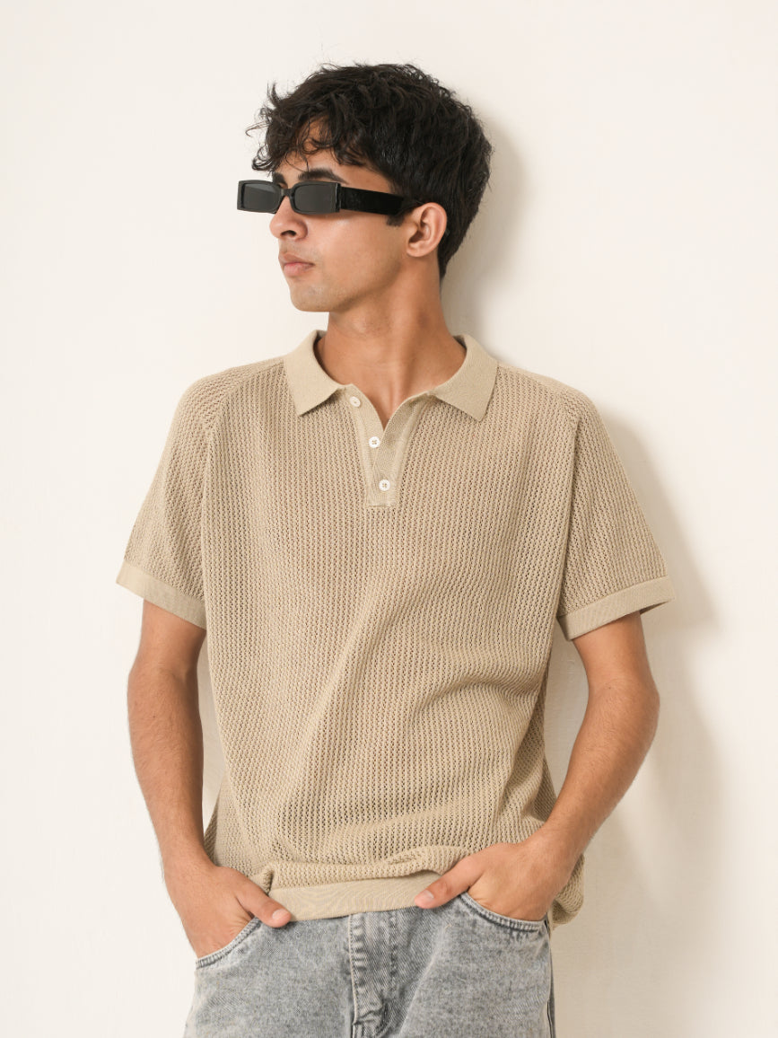 Open Knit Polo