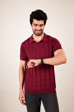 Ribbed Knit Polo