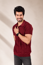 Ribbed Knit Polo