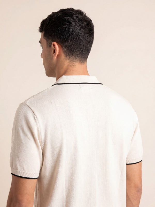 Ribbed Knit Polo