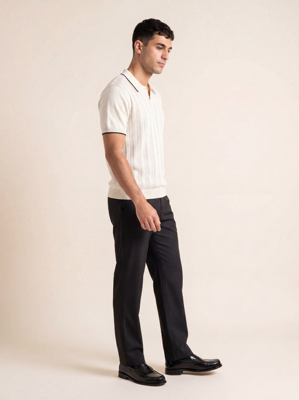 Ribbed Knit Polo