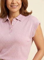 Blush Button Collar Knit Top