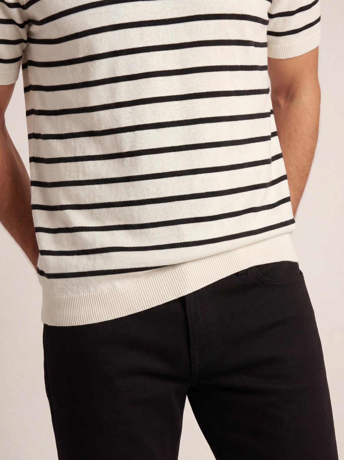 Fine Stripe Knit T-Shirt