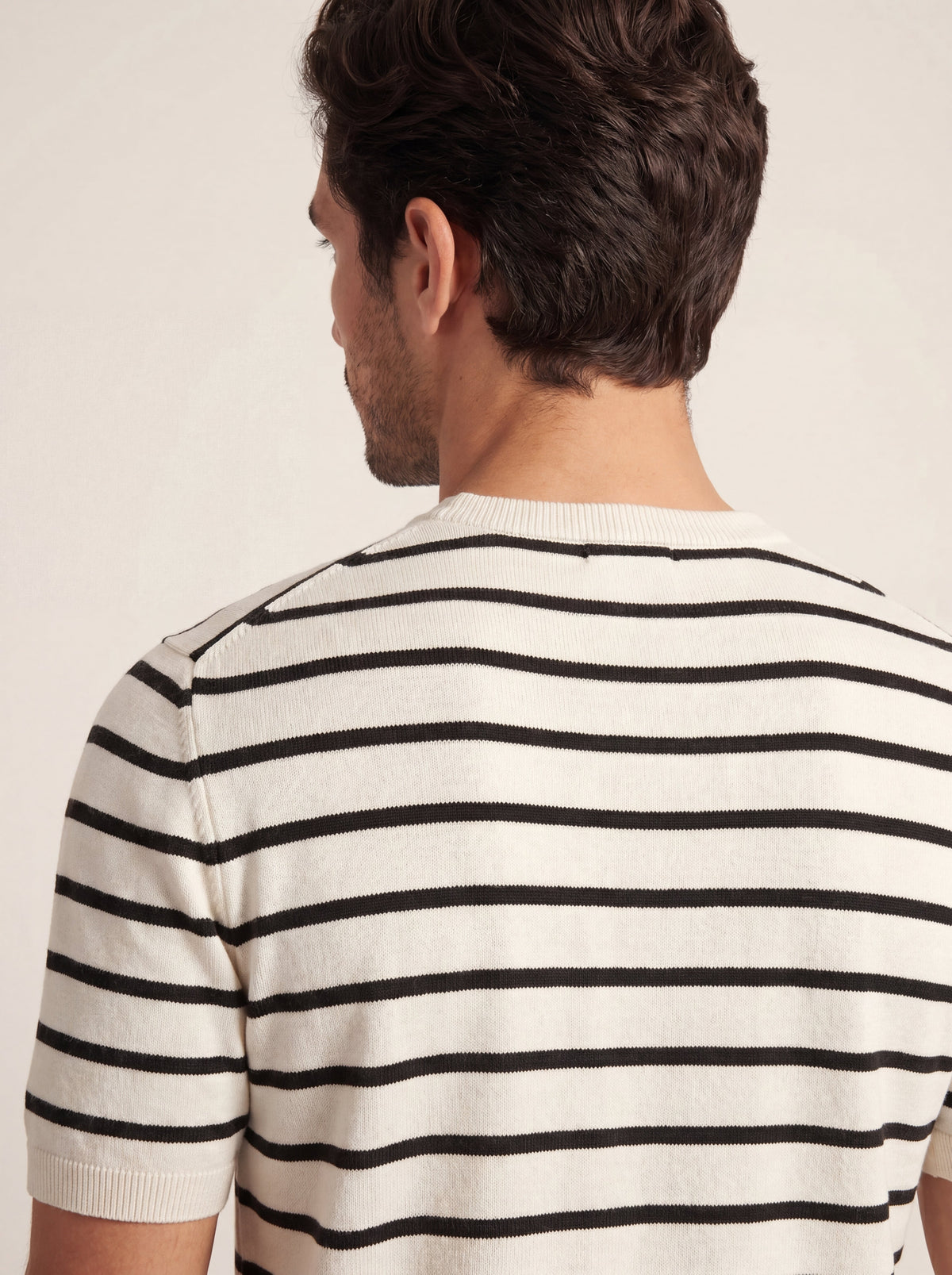 Fine Stripe Knit T-Shirt