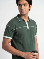 Contrast Zip Knit Polo