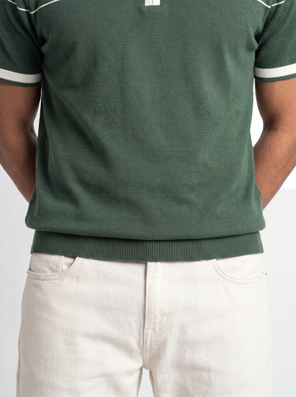 Contrast Zip Knit Polo