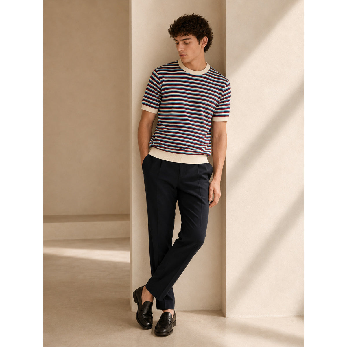 Harbour Stripe Knit T-Shirt — MULTI COLOUR — 1