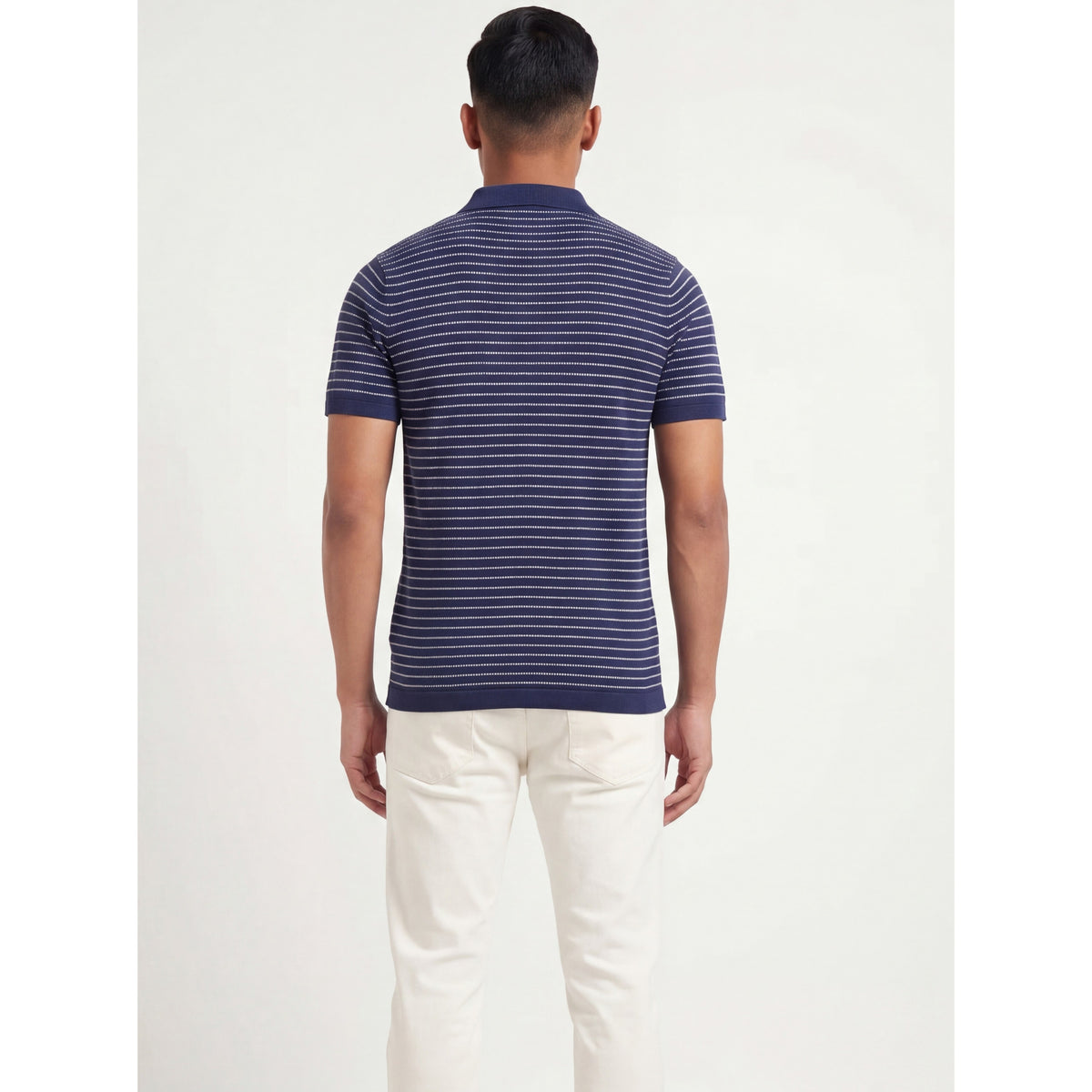 Micro Stripe Polo — NAVY, OFF WHITE — 2