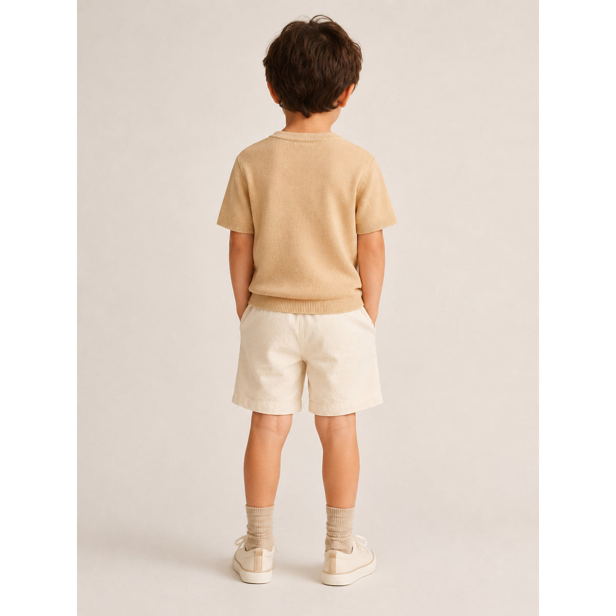 Kids Soft Waffle Tee — KHAKHI — 2