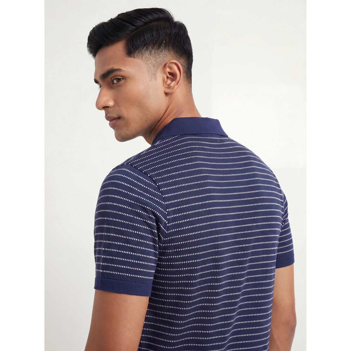Micro Stripe Polo — NAVY, OFF WHITE — 3