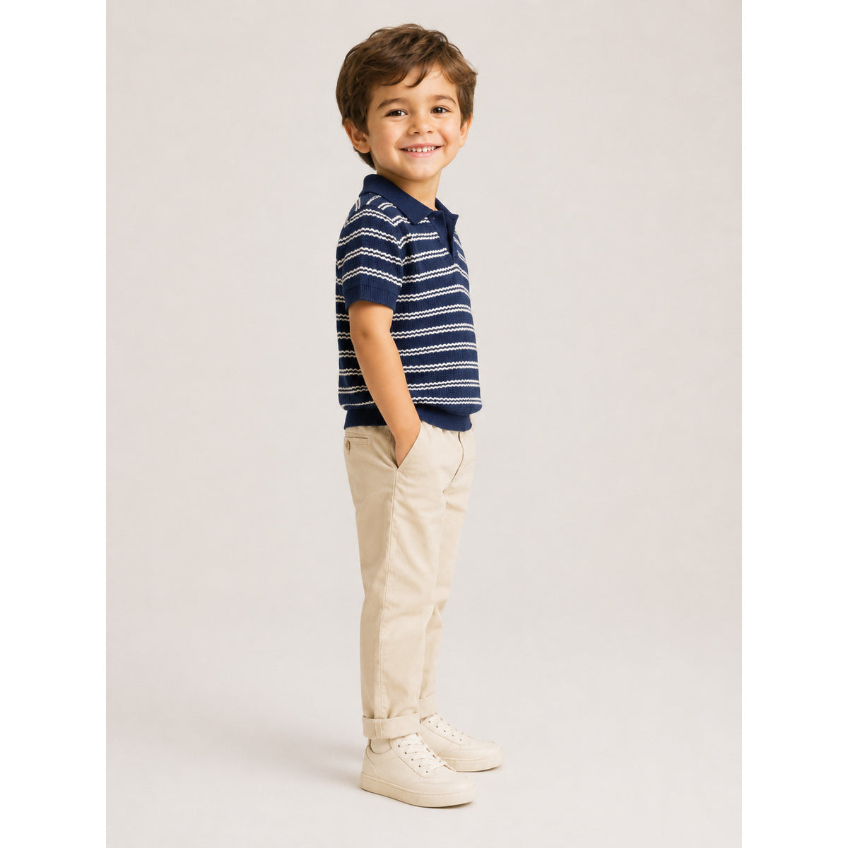 Kids Ripple Stripe Polo — BLUE, WHITE — 3