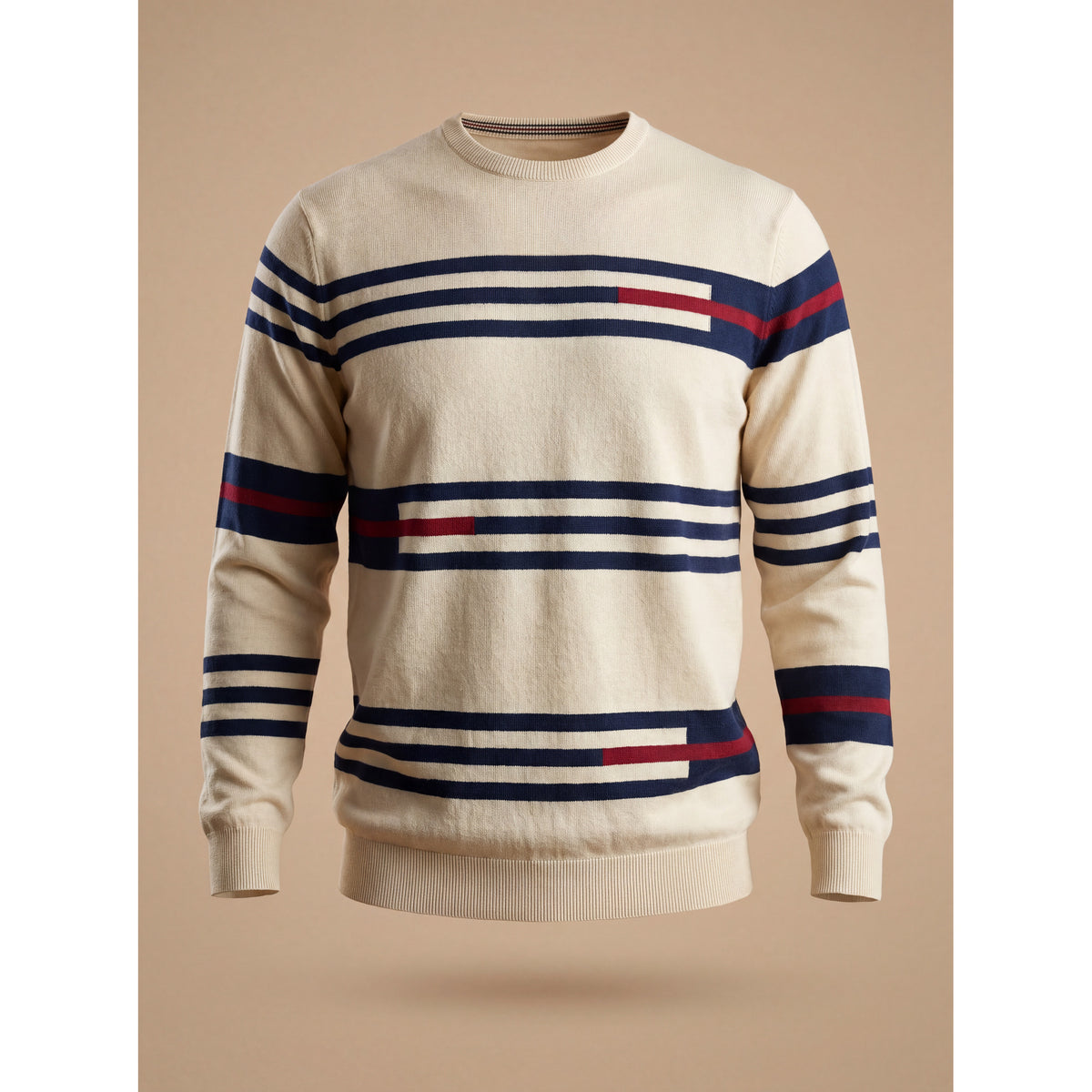 Nautical Stripe Knit Sweater — BEIGE — 4