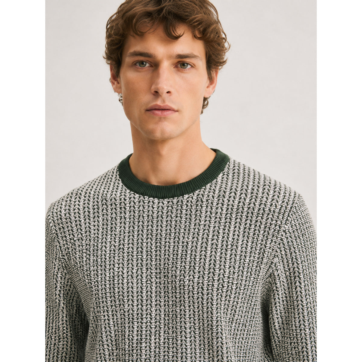 Oslo Knit Crew — BOTTLE GREEN, WHITE — 18