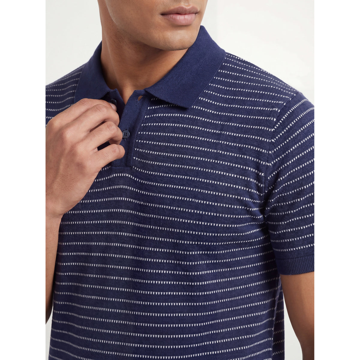 Micro Stripe Polo — NAVY, OFF WHITE — 4