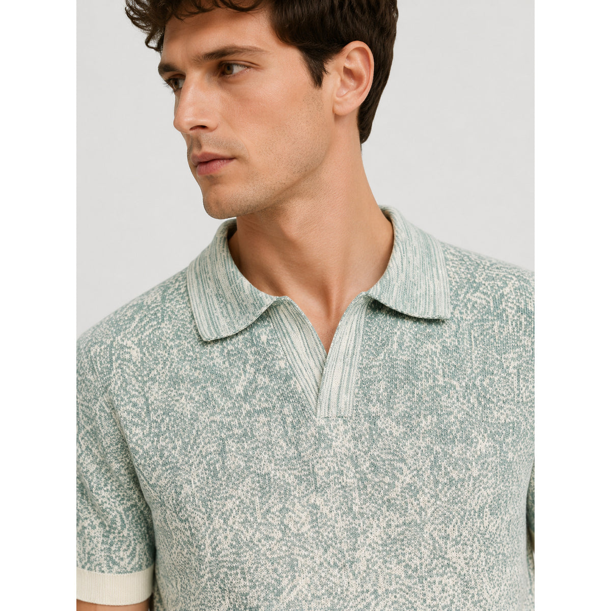 Mist Ombre Knit Polo — SEA MIST GREEN, BEIGE — 4