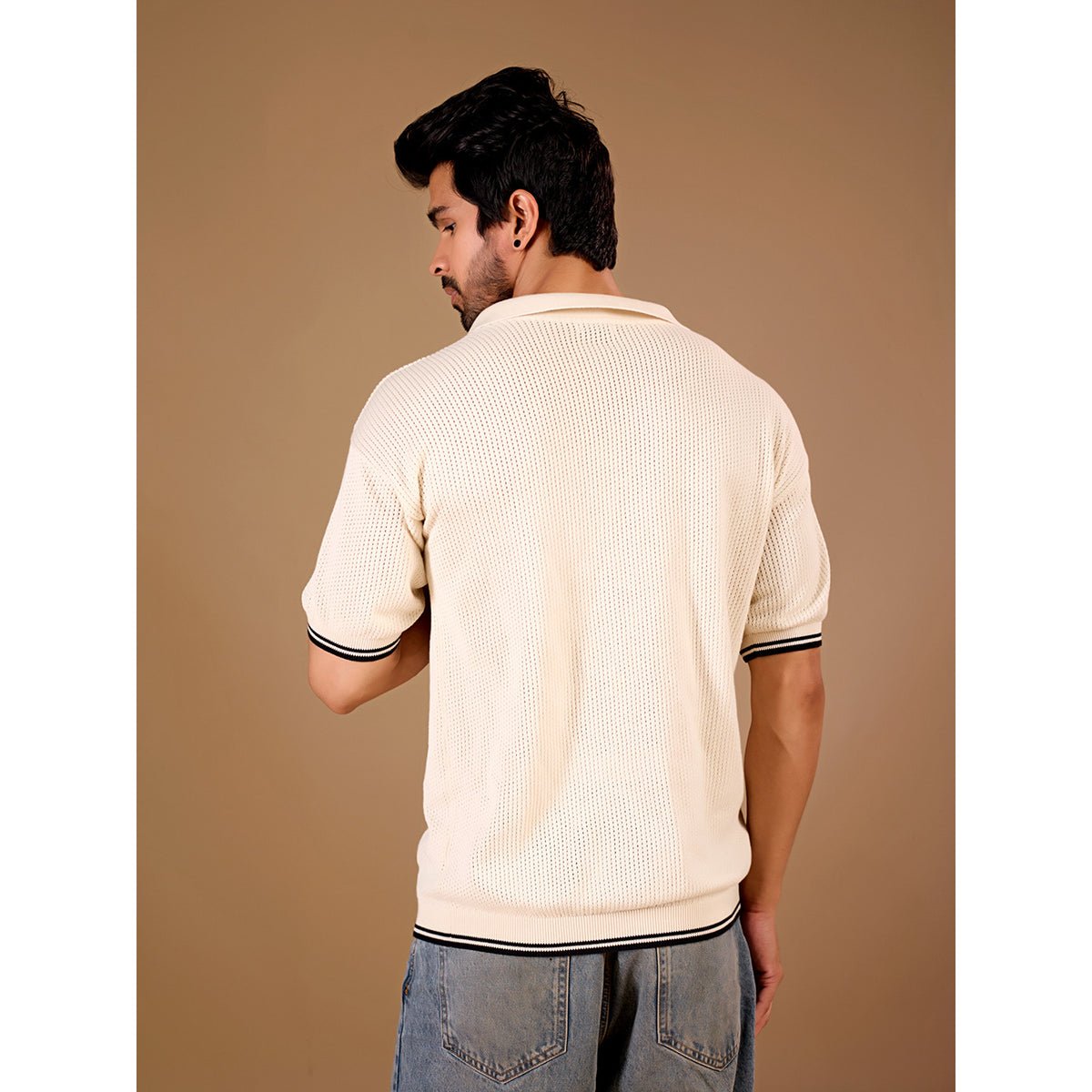 Cell Knit Polo — BEIGE — 4