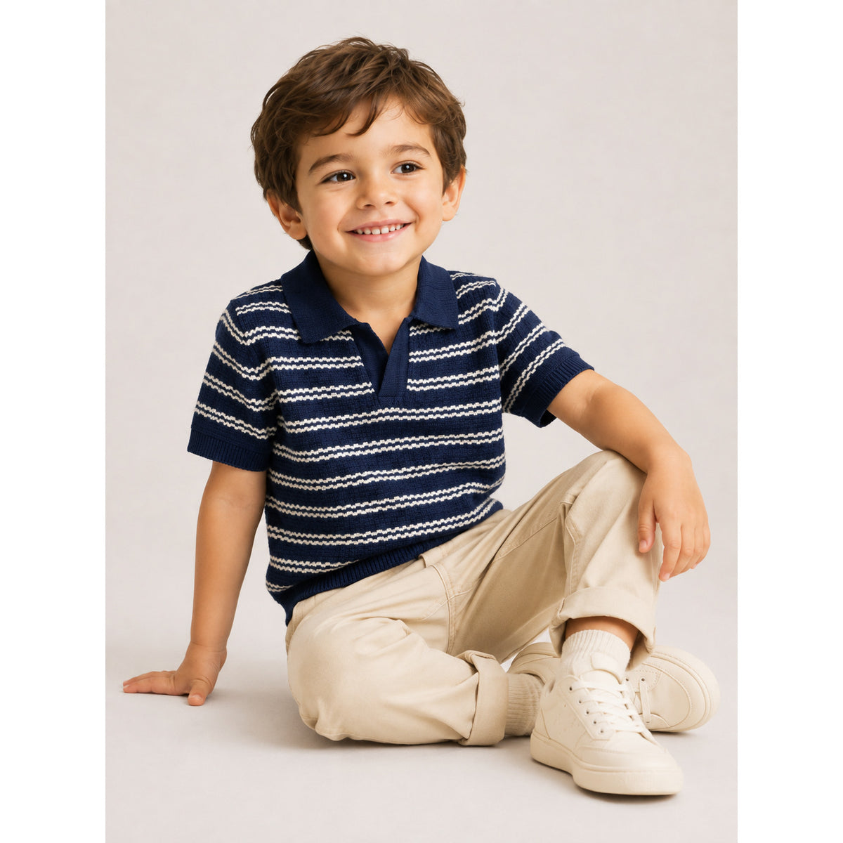 Kids Ripple Stripe Polo — BLUE, WHITE — 4