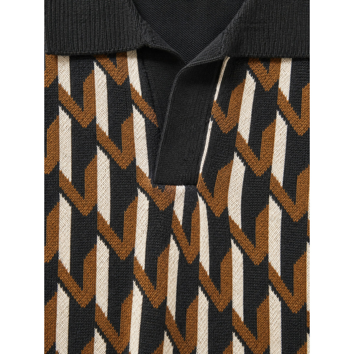 Geo Link Knit Polo — BROWN,BLACK,WHITE — 11