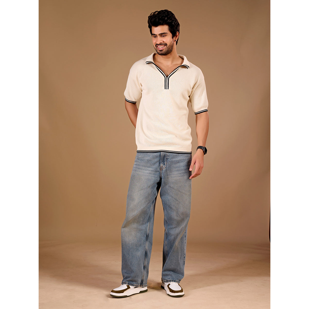 Cell Knit Polo — BEIGE — 5