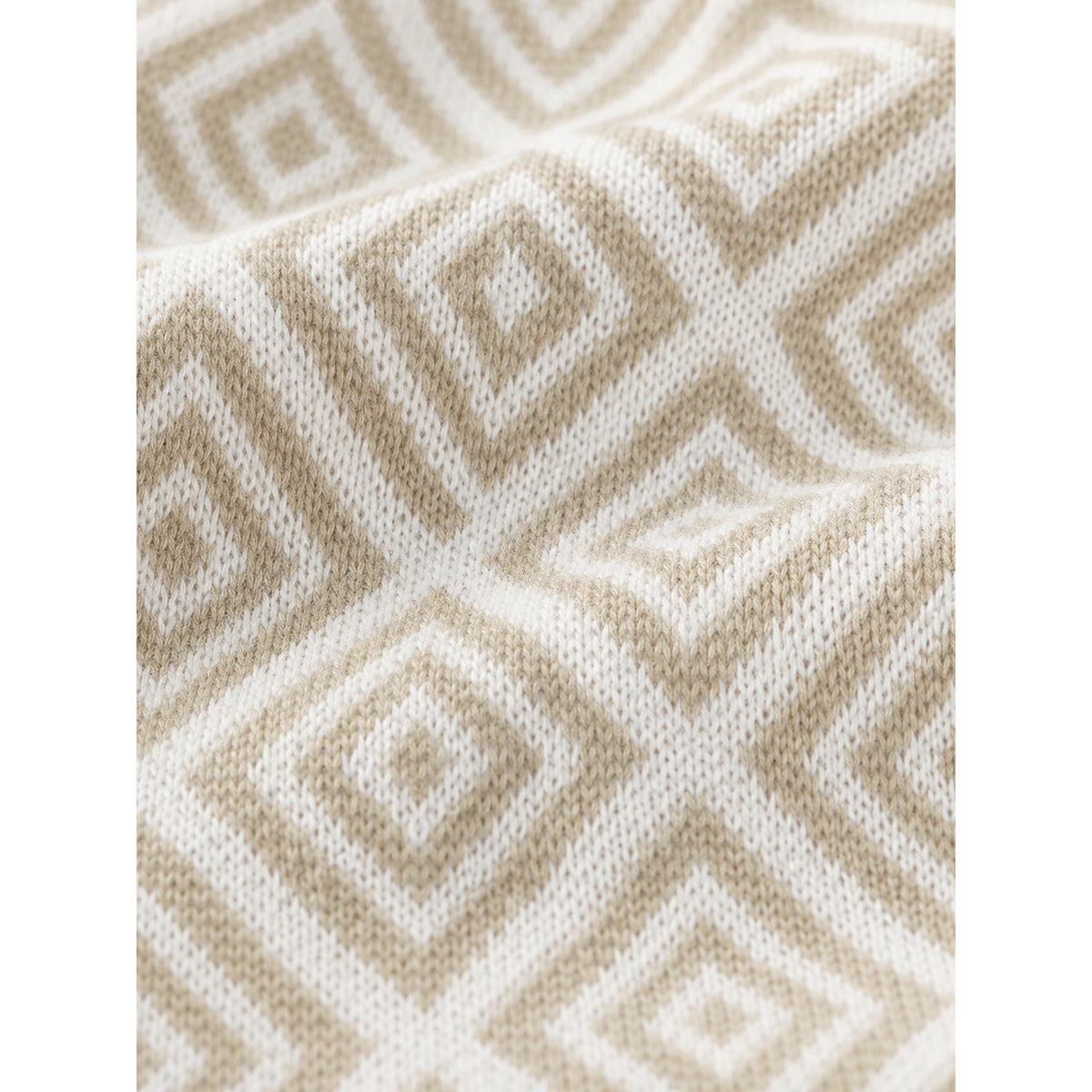 Mosaic Knit Polo — BEIGE, WHITE — 5
