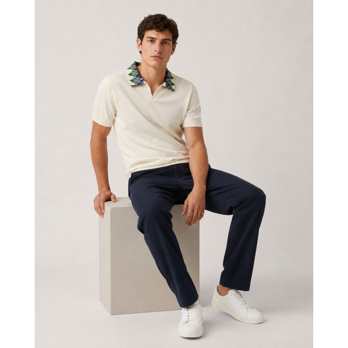 Ivy Argyle Polo — Beige — 7
