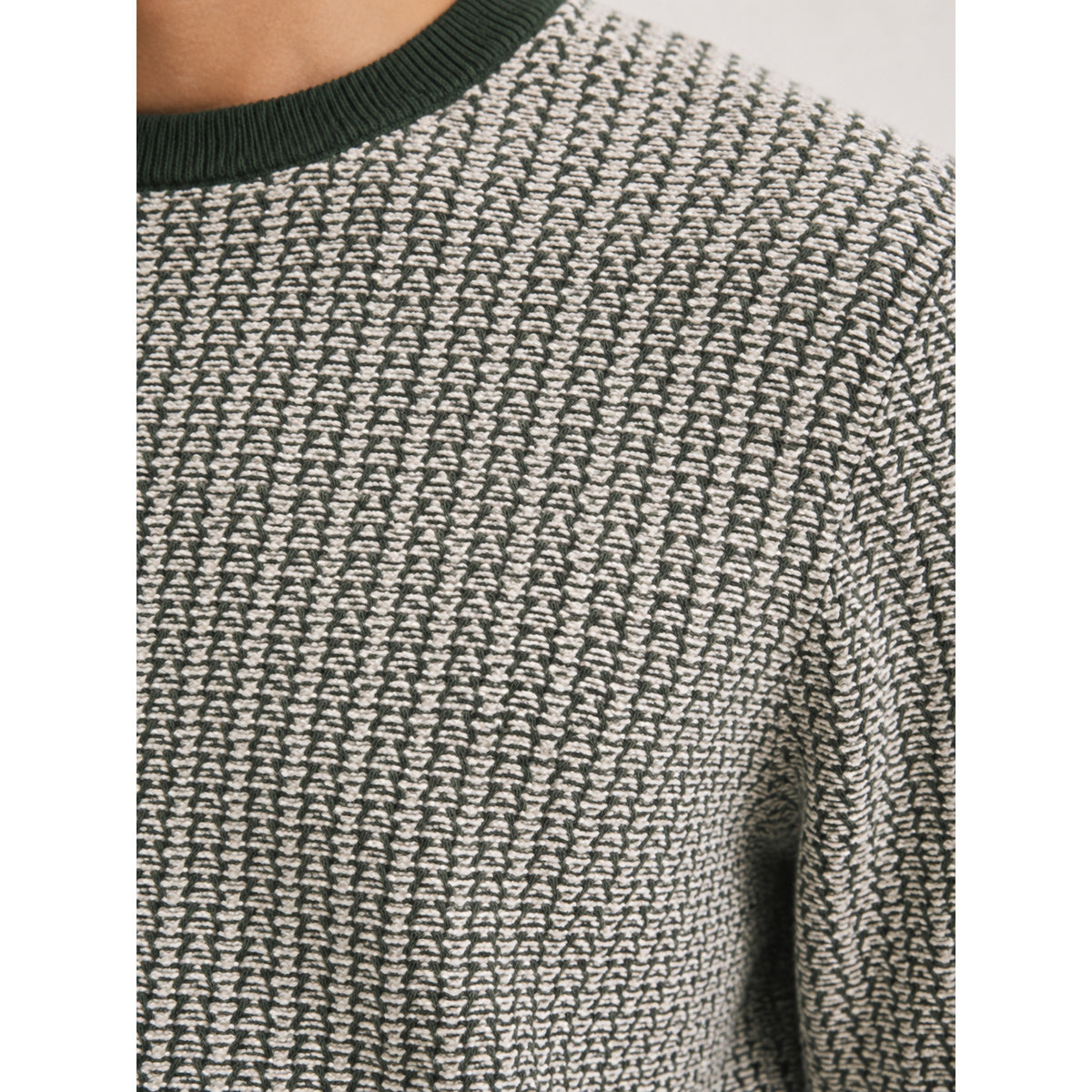 Oslo Knit Crew — BOTTLE GREEN, WHITE — 22