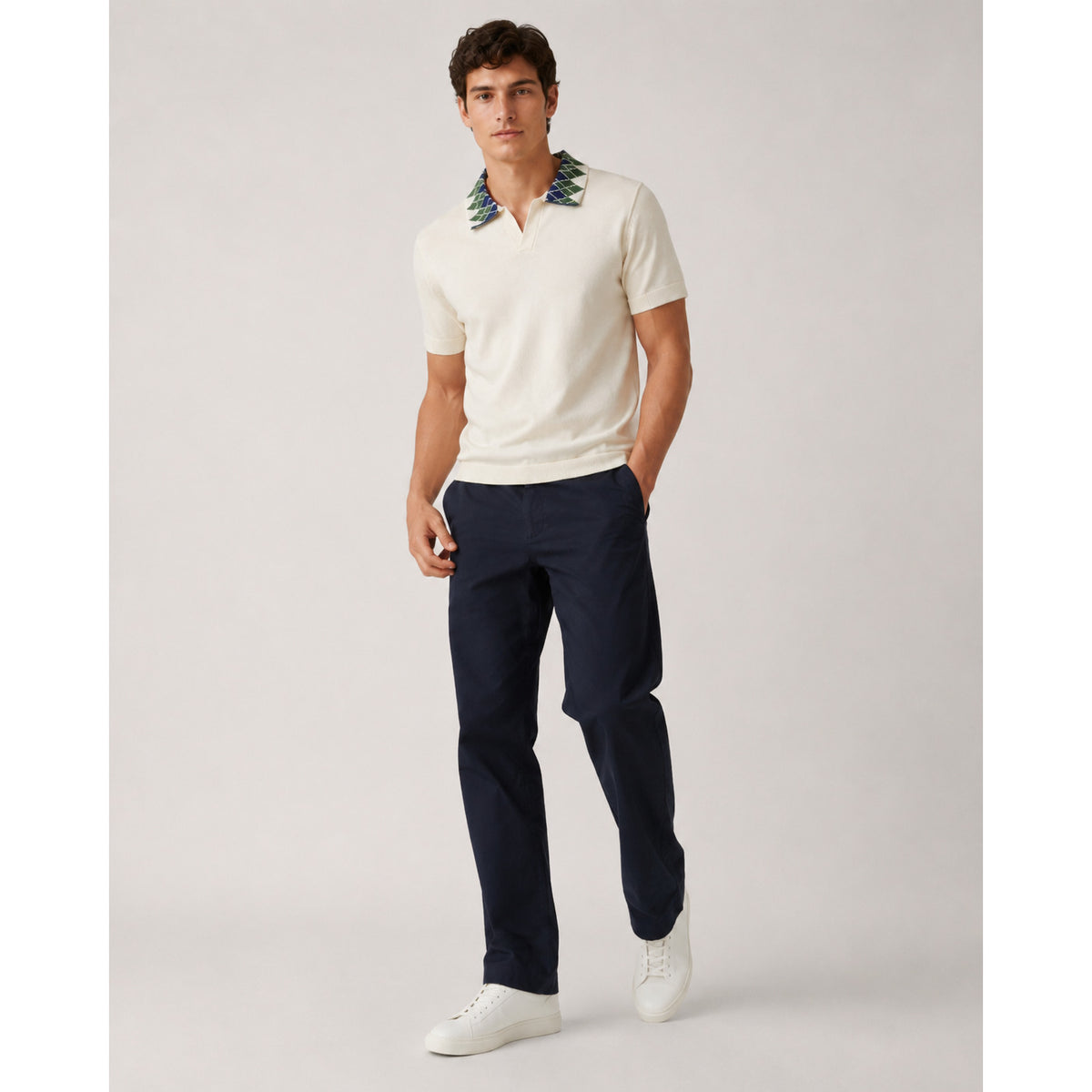 Ivy Argyle Polo — Beige — 8
